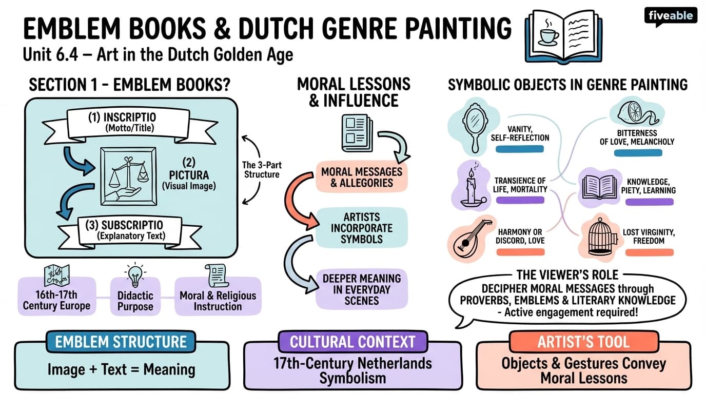 6.4 The influence of emblem books on genre painting - Art in the Dutch Golden Age - Unit 6 visual cheatsheet