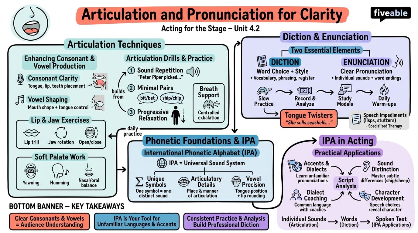 4.2 Articulation and Pronunciation for Clarity - Acting for the Stage - Unit 4 visual cheatsheet