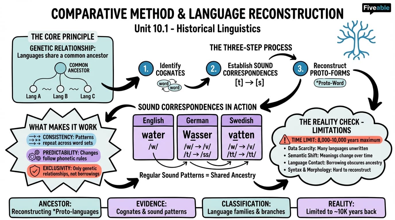10.1 Comparative method and language reconstruction - Intro to Linguistics - Unit 10 visual cheatsheet