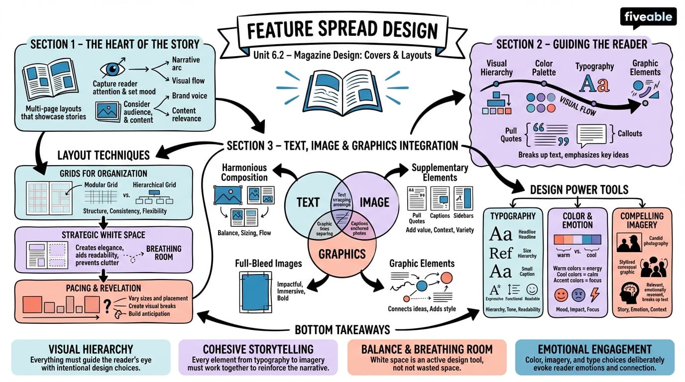 6.2 Feature Spread Design - Advanced Editorial Design - Unit 6 visual cheatsheet