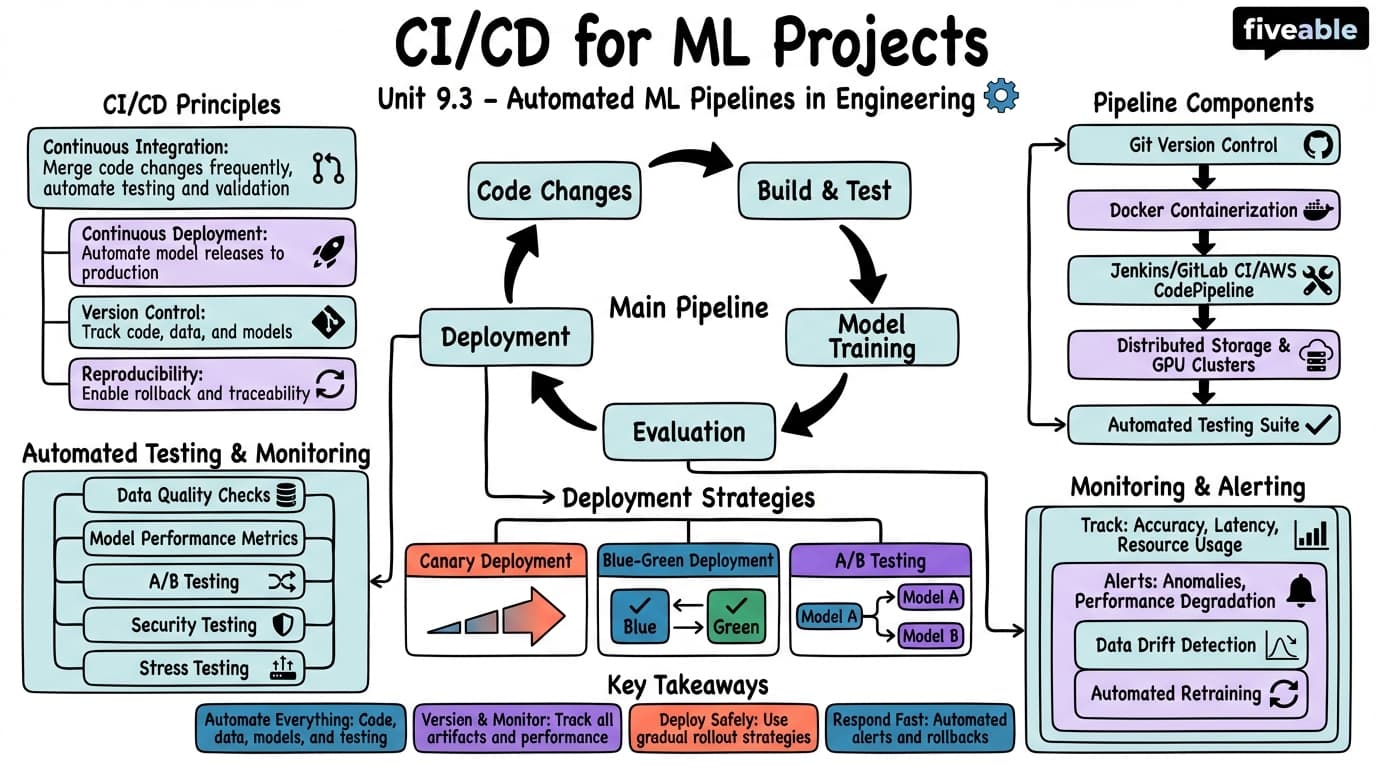 9.3 CI/CD for ML Projects - Machine Learning Engineering - Unit 9 visual cheatsheet