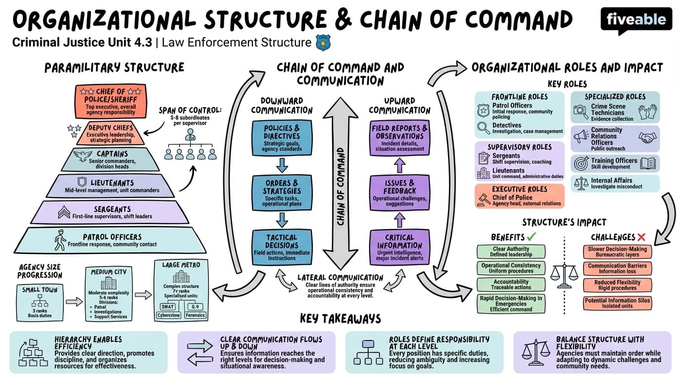 4.3 Organizational Structure and Chain of Command - Criminal Justice - Unit 4 visual cheatsheet