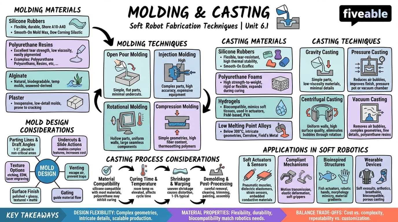 6.1 Molding and casting - Soft Robotics - Unit 6 visual cheatsheet