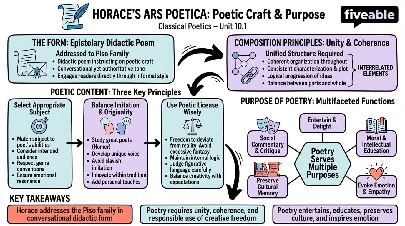 10.1 The structure and key arguments of Ars Poetica - Classical Poetics - Unit 10 visual cheatsheet