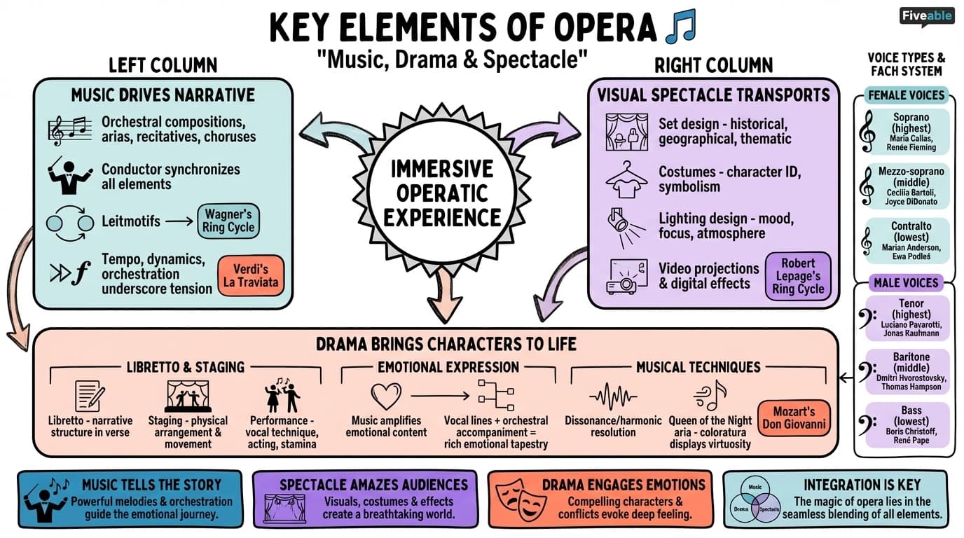 1.2 Key elements of opera: music, drama, and spectacle - Opera - Unit 1 visual cheatsheet