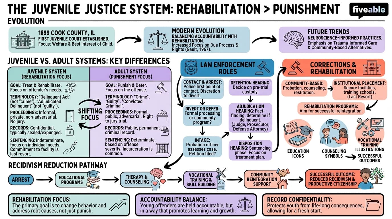11.2 The Juvenile Justice System - Criminology - Unit 11 visual cheatsheet