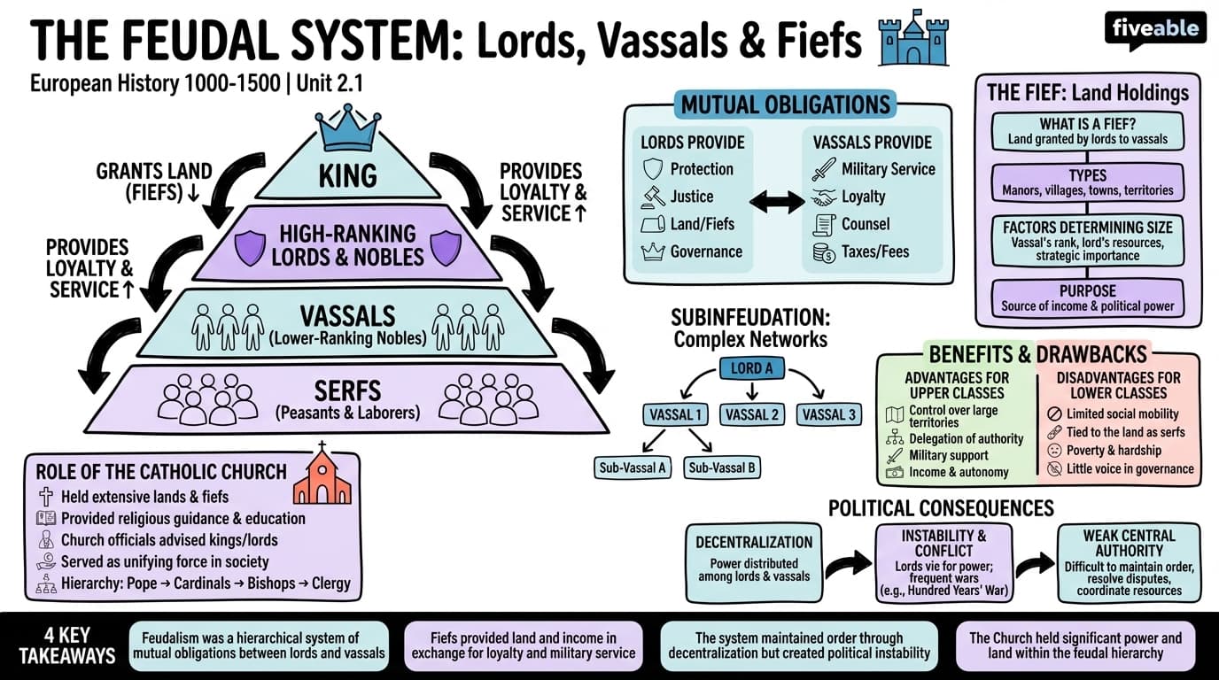 2.1 The Feudal System: Lords, Vassals, and Fiefs - European History – 1000 to 1500 - Unit 2 visual cheatsheet