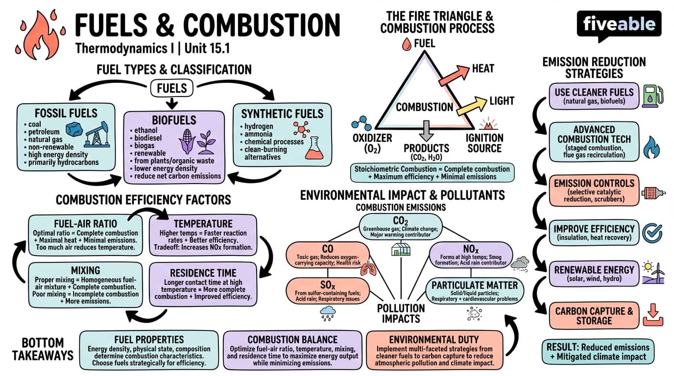 15.1 Fuels and combustion - Thermodynamics I - Unit 15 visual cheatsheet
