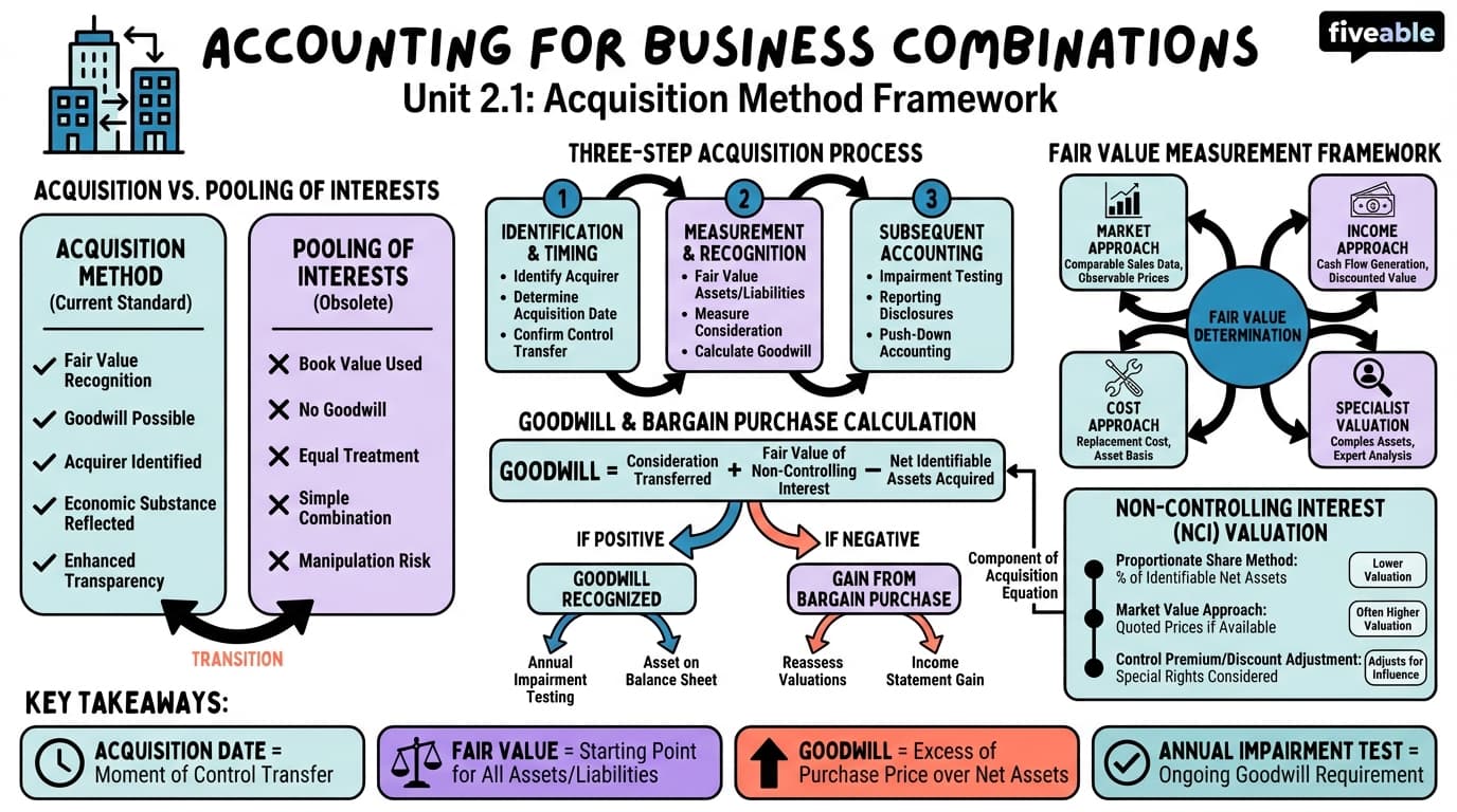 2.1 Accounting for business combinations - Advanced Financial Accounting - Unit 2 visual cheatsheet