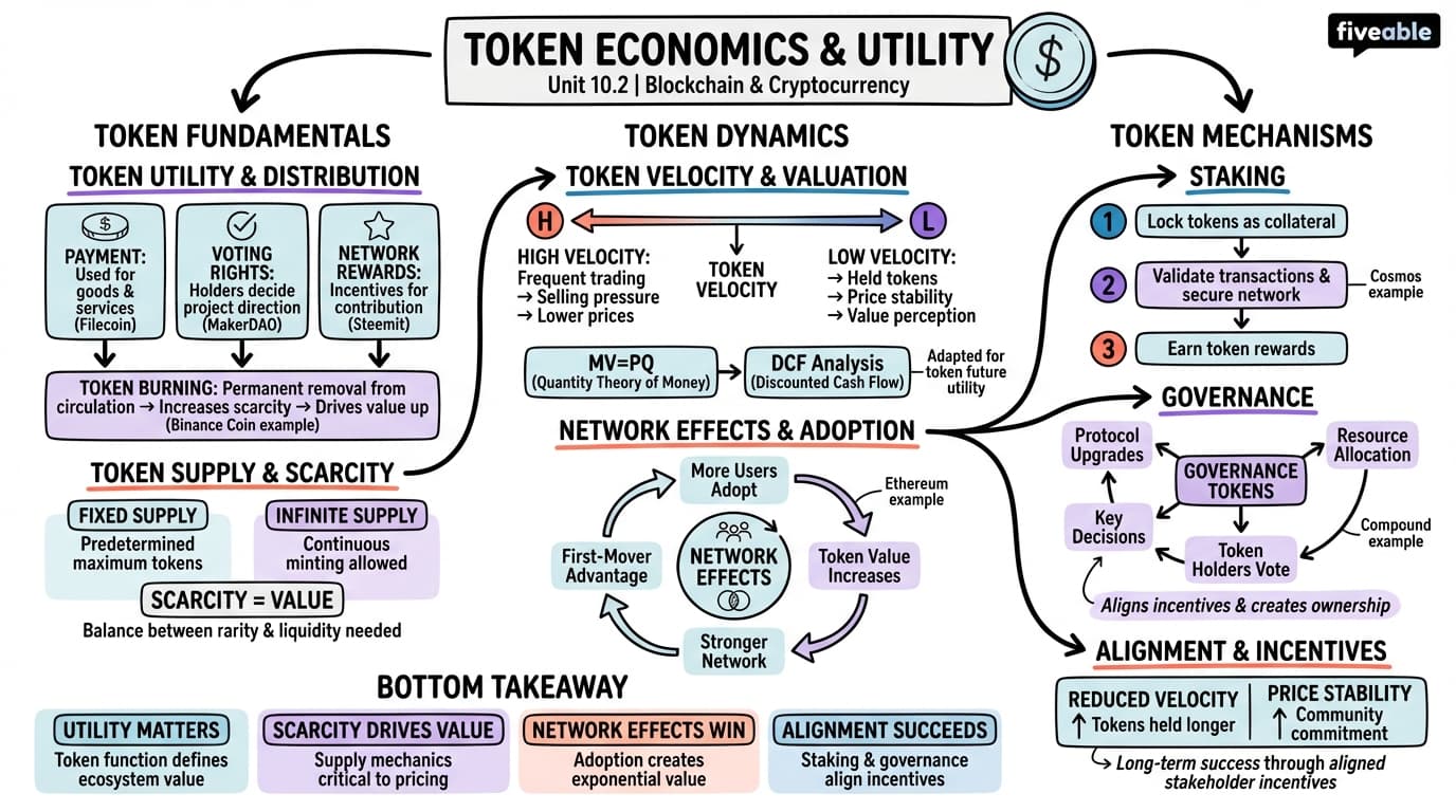 10.2 Token Economics and Utility - Blockchain and Cryptocurrency - Unit 10 visual cheatsheet
