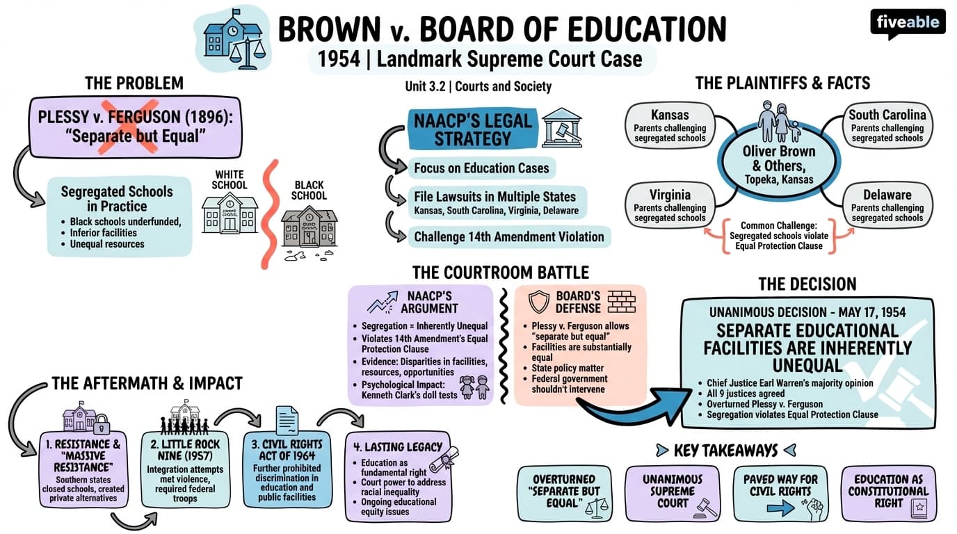 3.2 Brown v. Board of Education - Courts and Society - Unit 3 visual cheatsheet