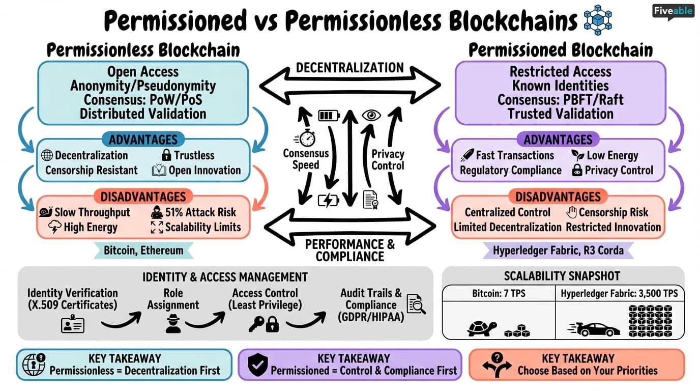 8.3 Permissioned vs. permissionless blockchains - Blockchain Technology and Applications - Unit 8 visual cheatsheet