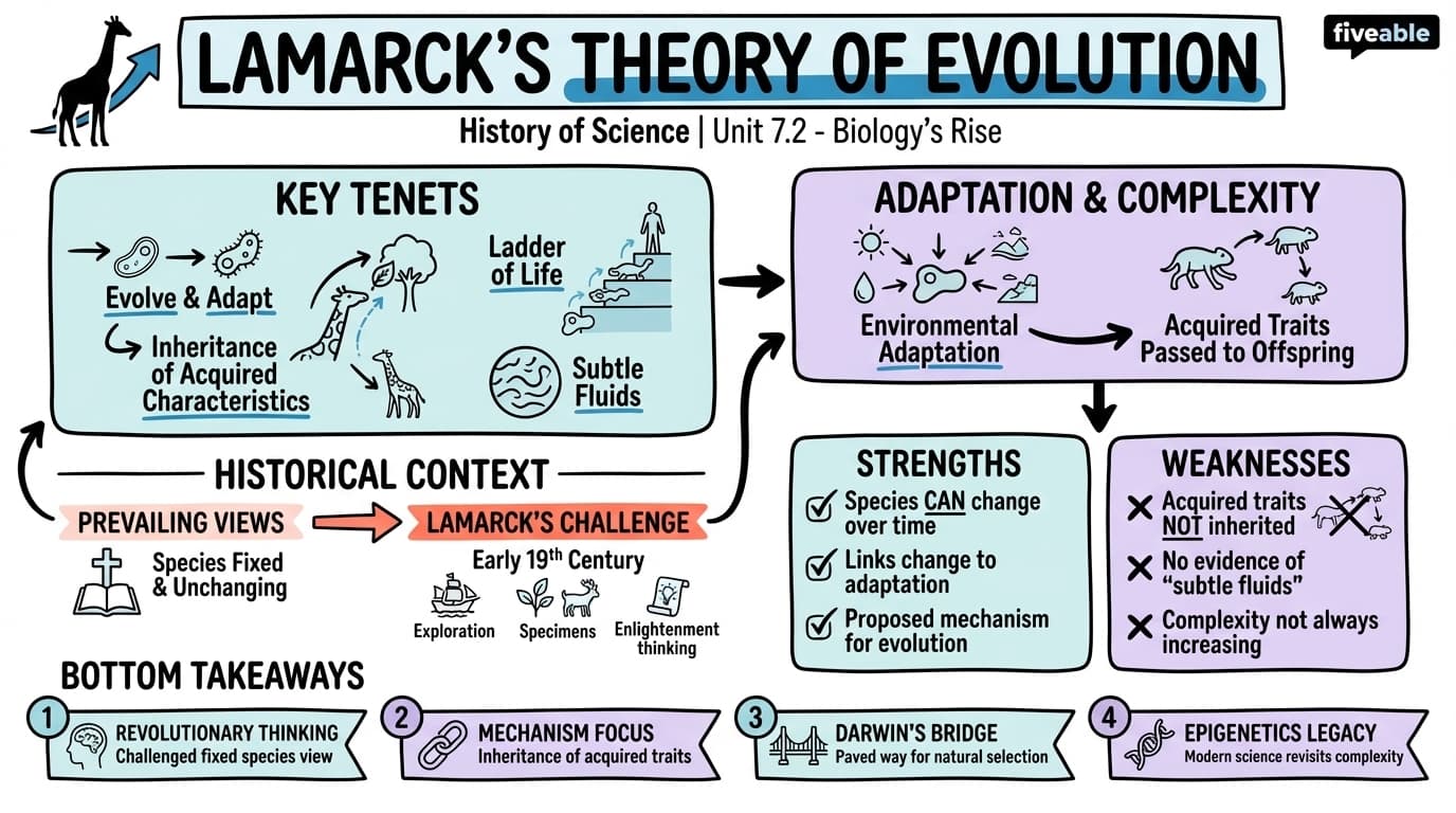 7.2 Lamarck's Theory of Evolution - History of Science - Unit 7 visual cheatsheet