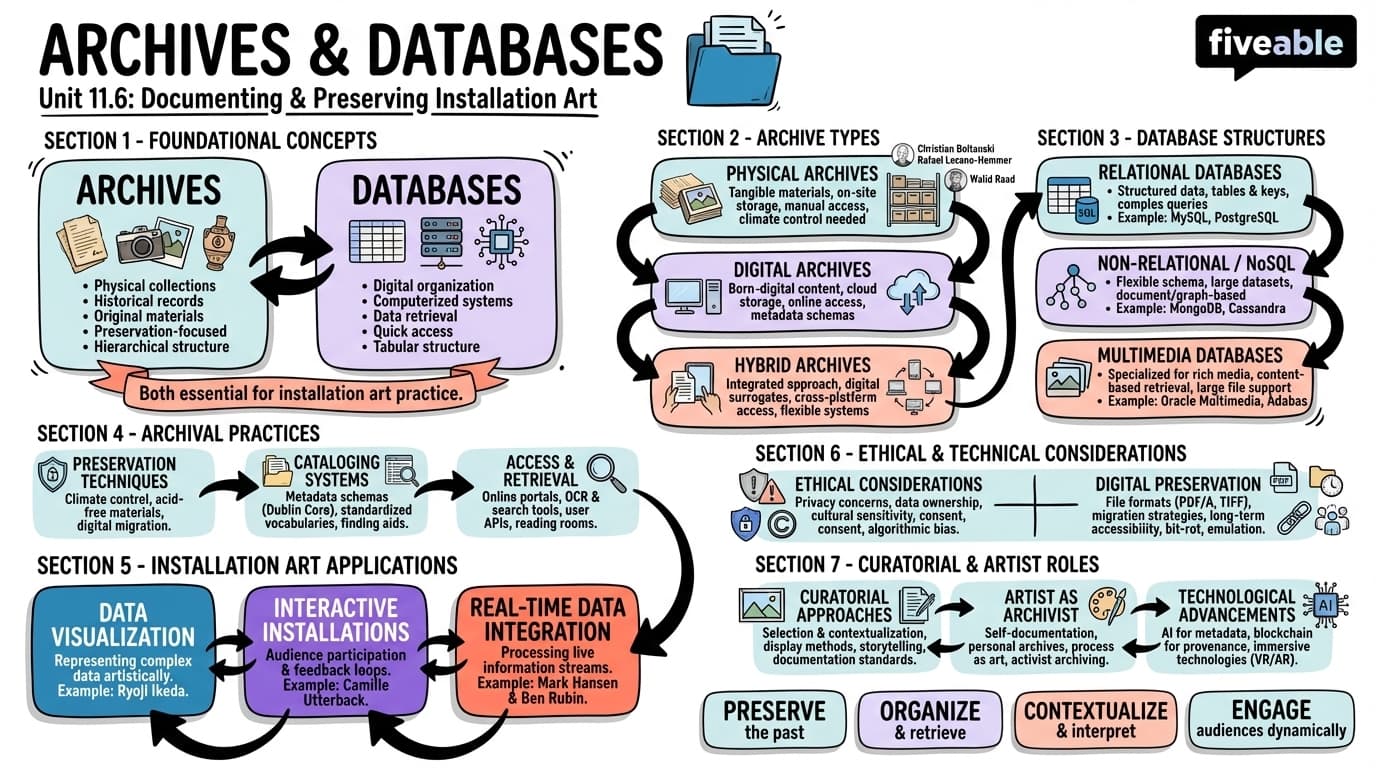 11.6 Archives and databases - Installation Art - Unit 11 visual cheatsheet