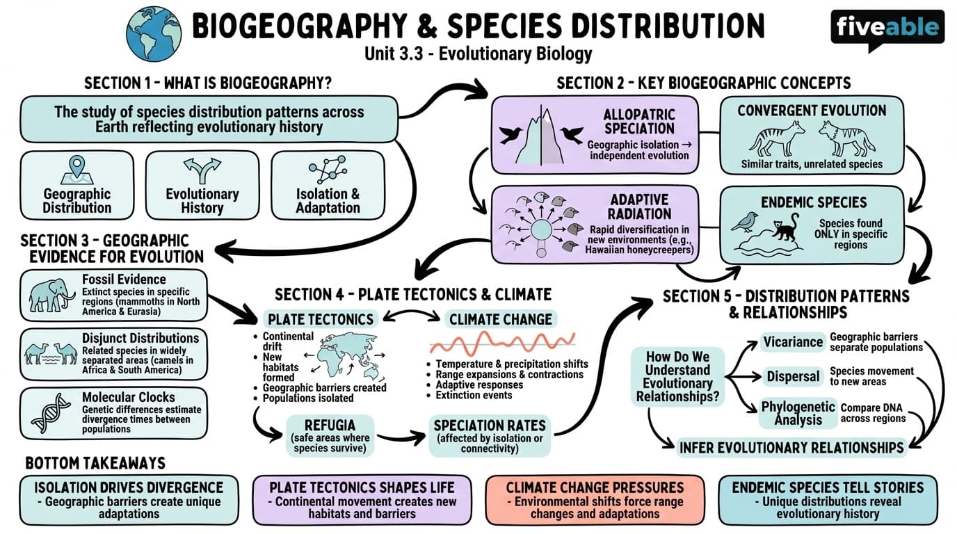 3.3 Biogeography and species distribution patterns - Evolutionary Biology - Unit 3 visual cheatsheet