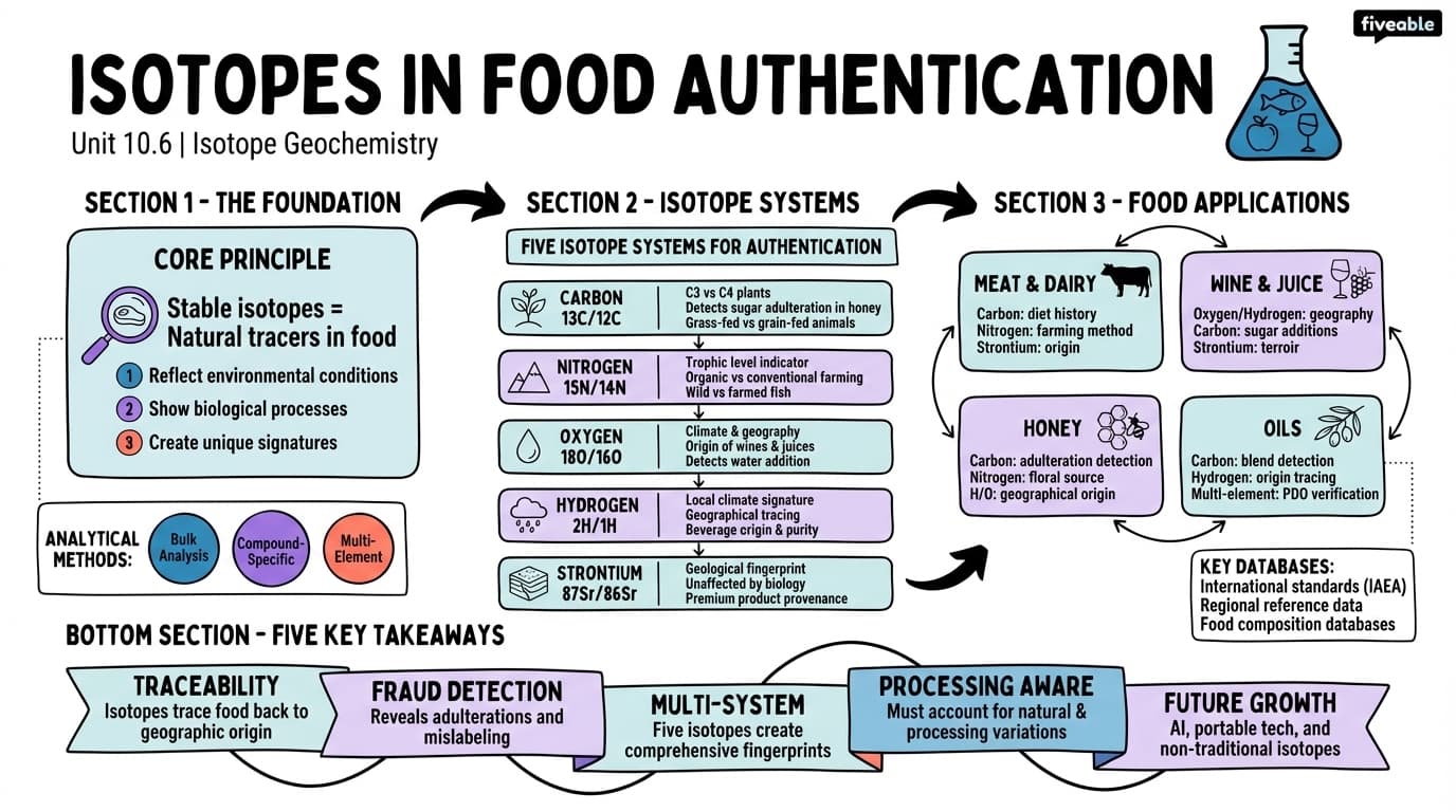 10.6 Isotopes in food authentication - Isotope Geochemistry - Unit 10 visual cheatsheet