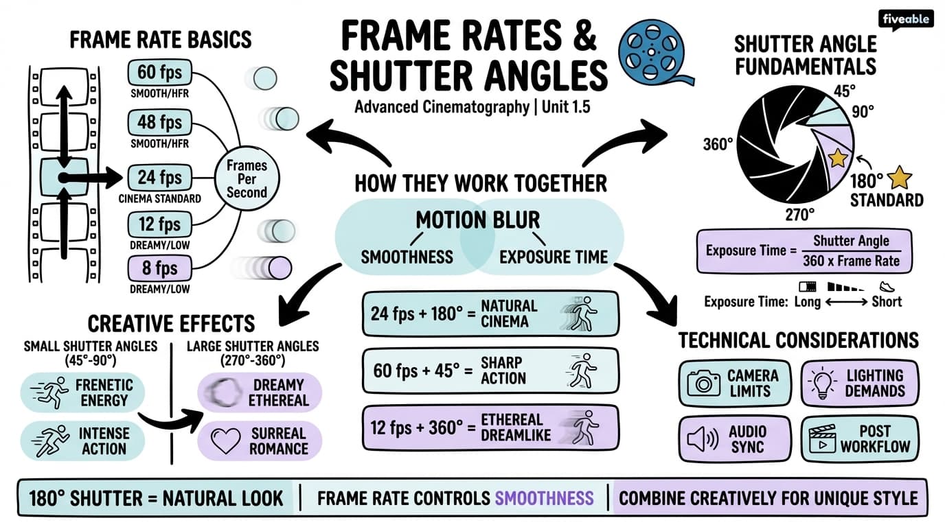 1.5 Frame rates and shutter angles - Advanced Cinematography - Unit 1 visual cheatsheet