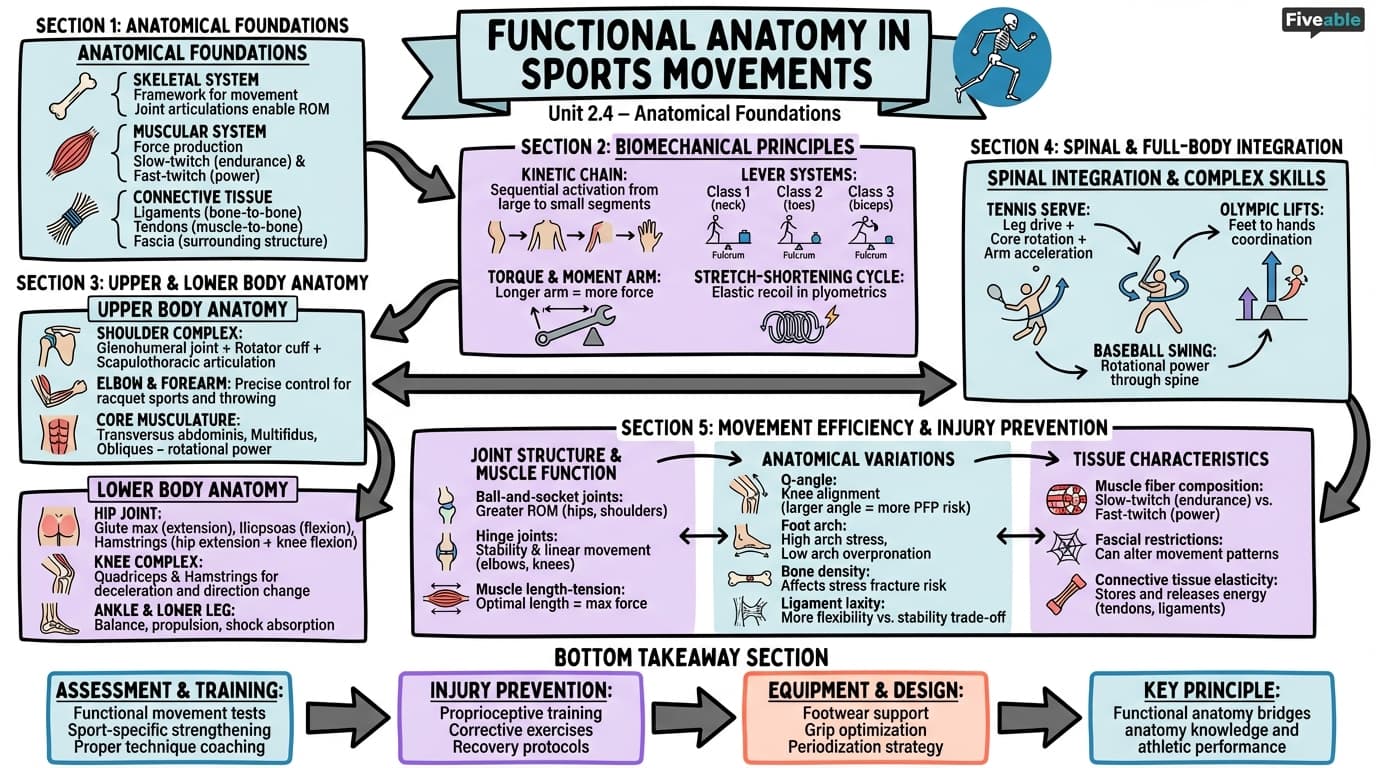 2.4 Functional anatomy in sports movements - Sports Biomechanics - Unit 2 visual cheatsheet