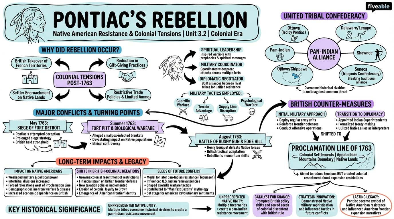 3.2 Pontiac's Rebellion - Native American History - Unit 3 visual cheatsheet