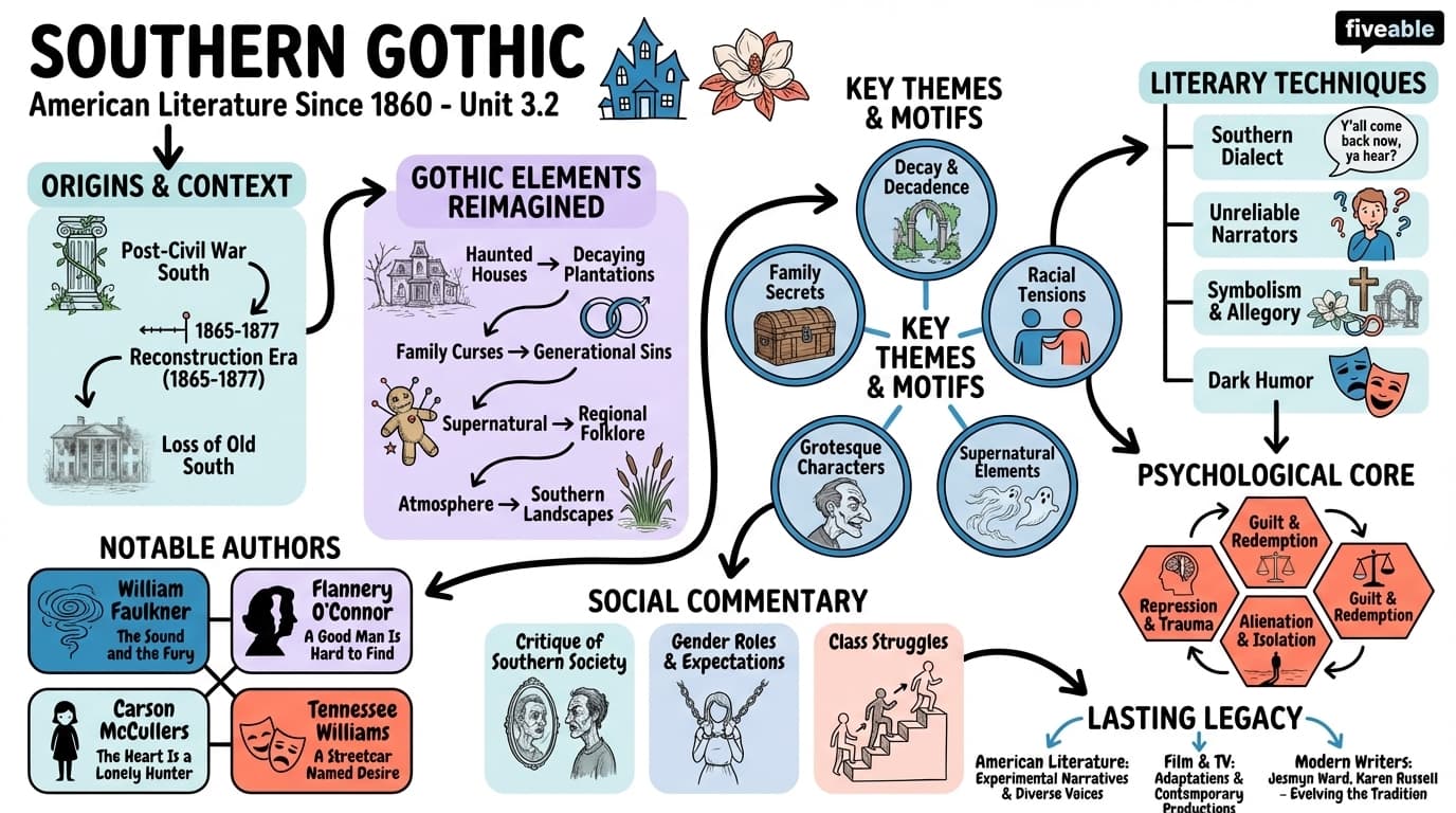 3.2 Southern Gothic - American Literature – 1860 to Present - Unit 3 visual cheatsheet