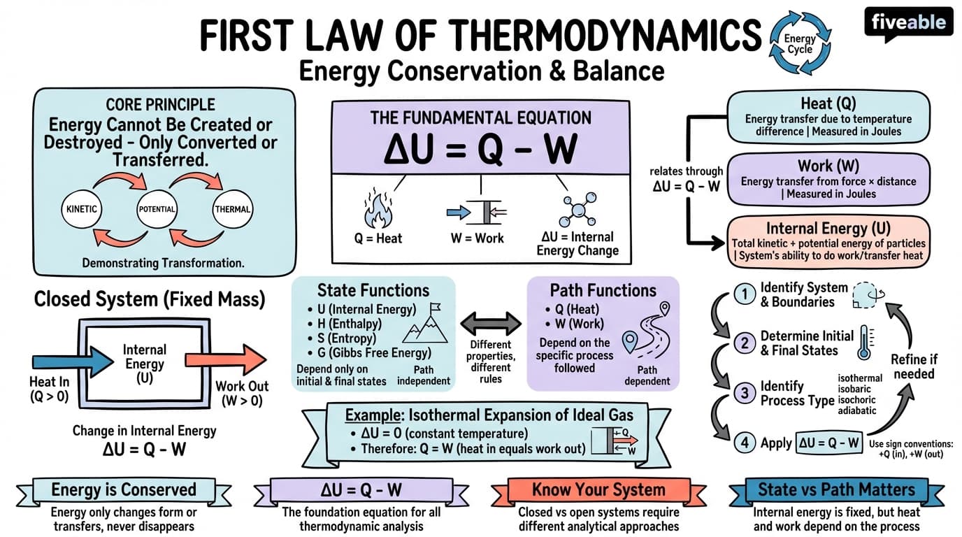 4.1 First law of thermodynamics - Intro to Chemical Engineering - Unit 4 visual cheatsheet
