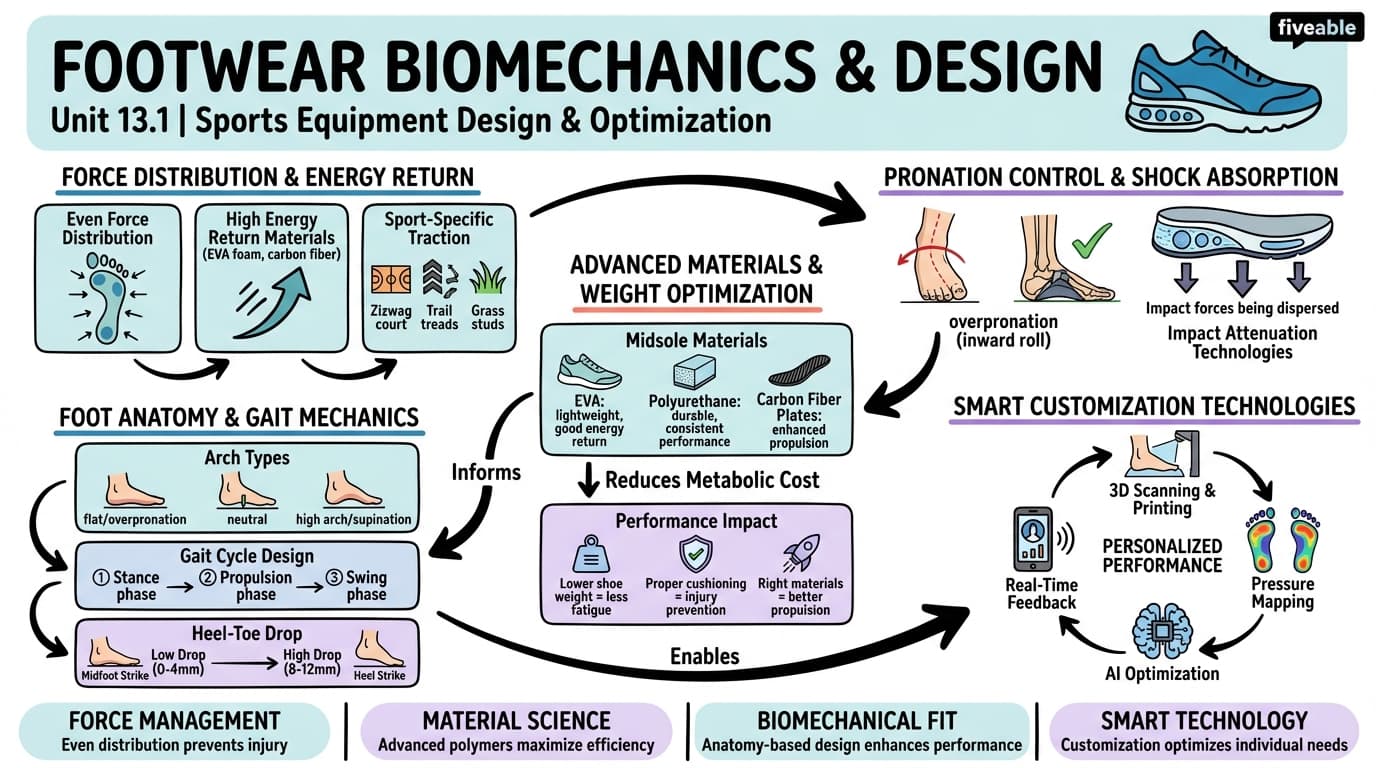 13.1 Footwear biomechanics and design - Sports Biomechanics - Unit 13 visual cheatsheet