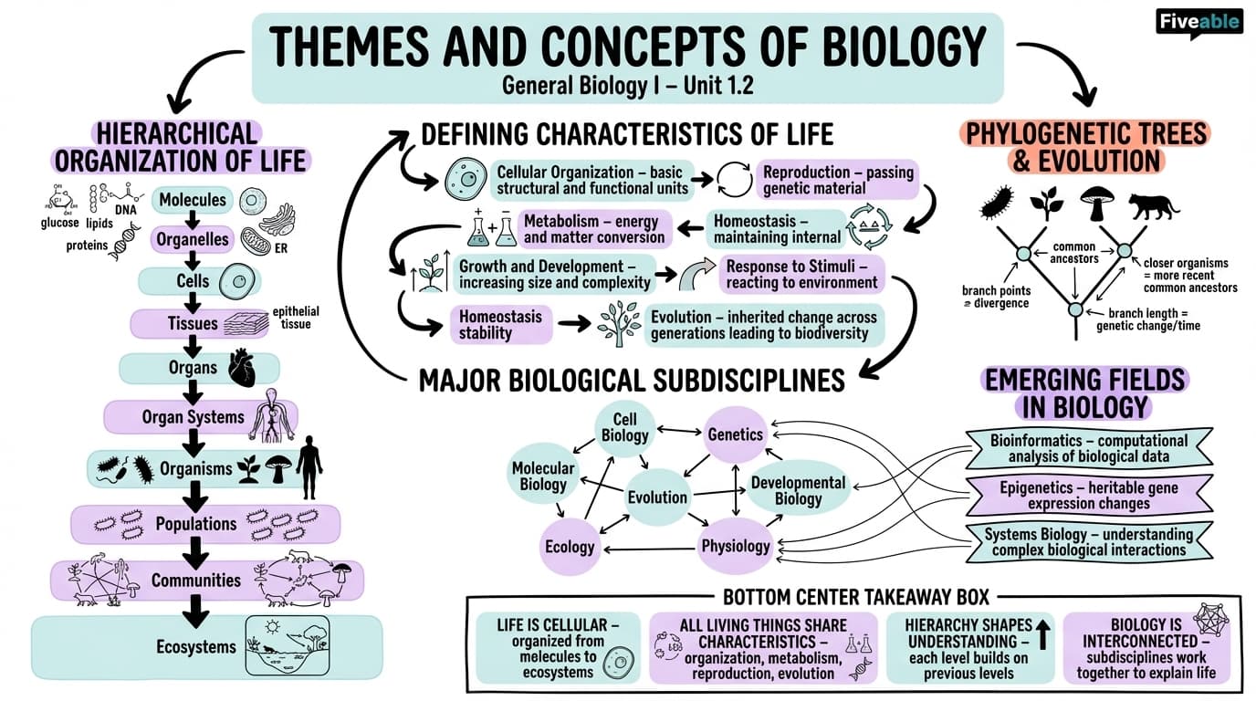 1.2 Themes and Concepts of Biology - General Biology I - Unit 1 visual cheatsheet