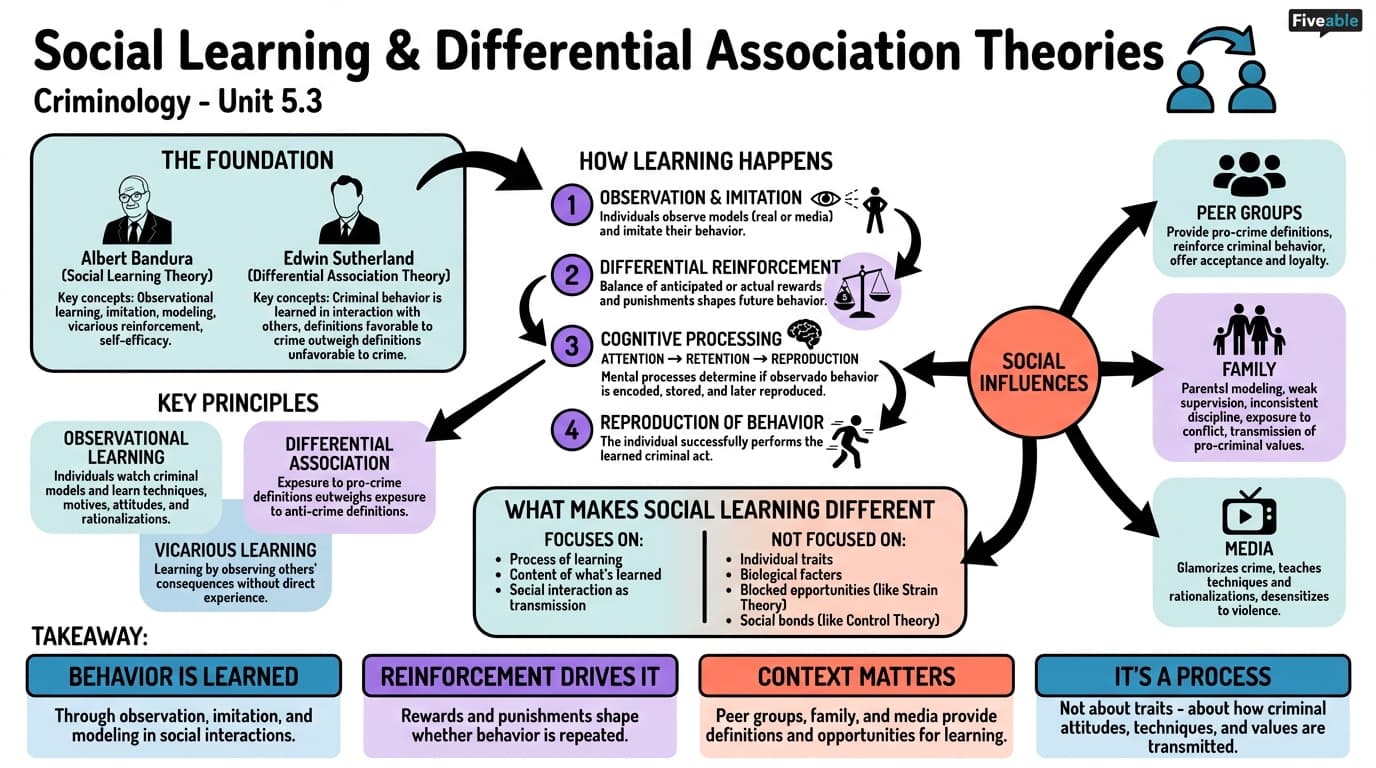 5.3 Social Learning and Differential Association Theories - Criminology - Unit 5 visual cheatsheet