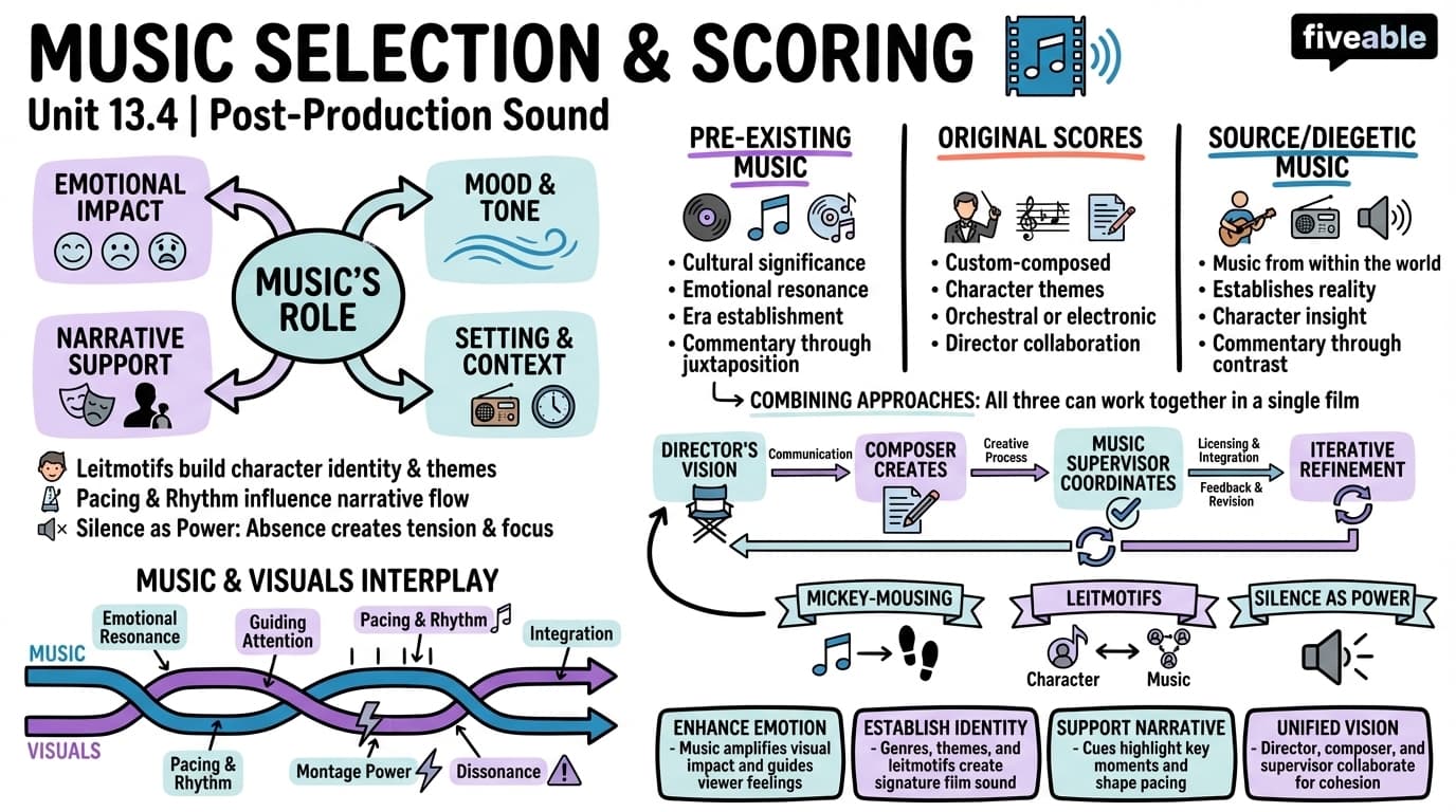 13.4 Music Selection and Scoring - Production I - Unit 13 visual cheatsheet