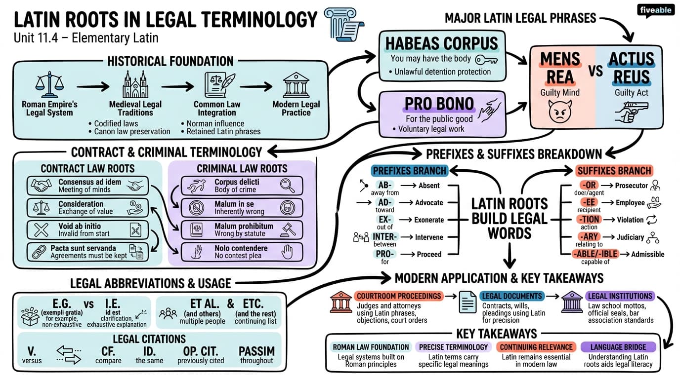 11.4 Latin roots in legal terminology - Elementary Latin - Unit 11 visual cheatsheet