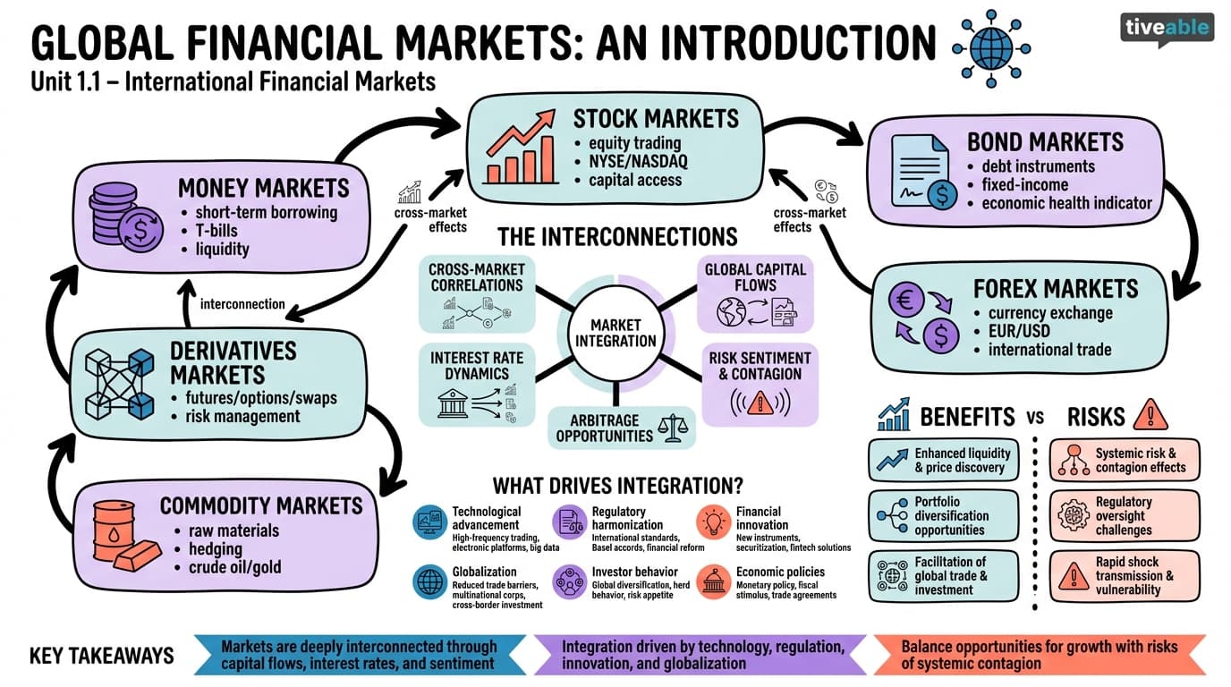 1.1 Overview of global financial markets and their interconnectedness - International Financial Markets - Unit 1 visual cheatsheet