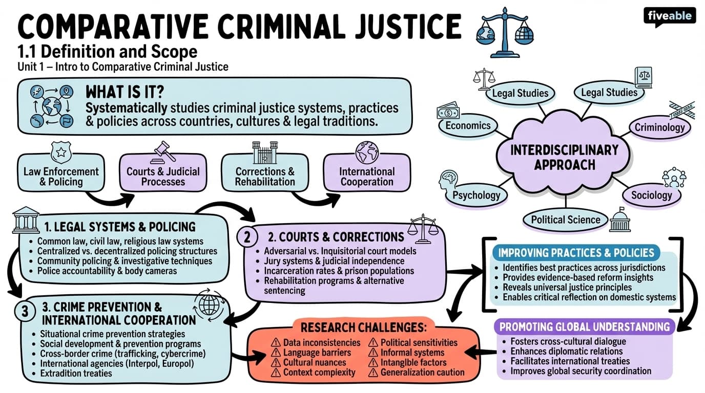 1.1 Definition and scope of comparative criminal justice - Comparative Criminal Justice Systems - Unit 1 visual cheatsheet
