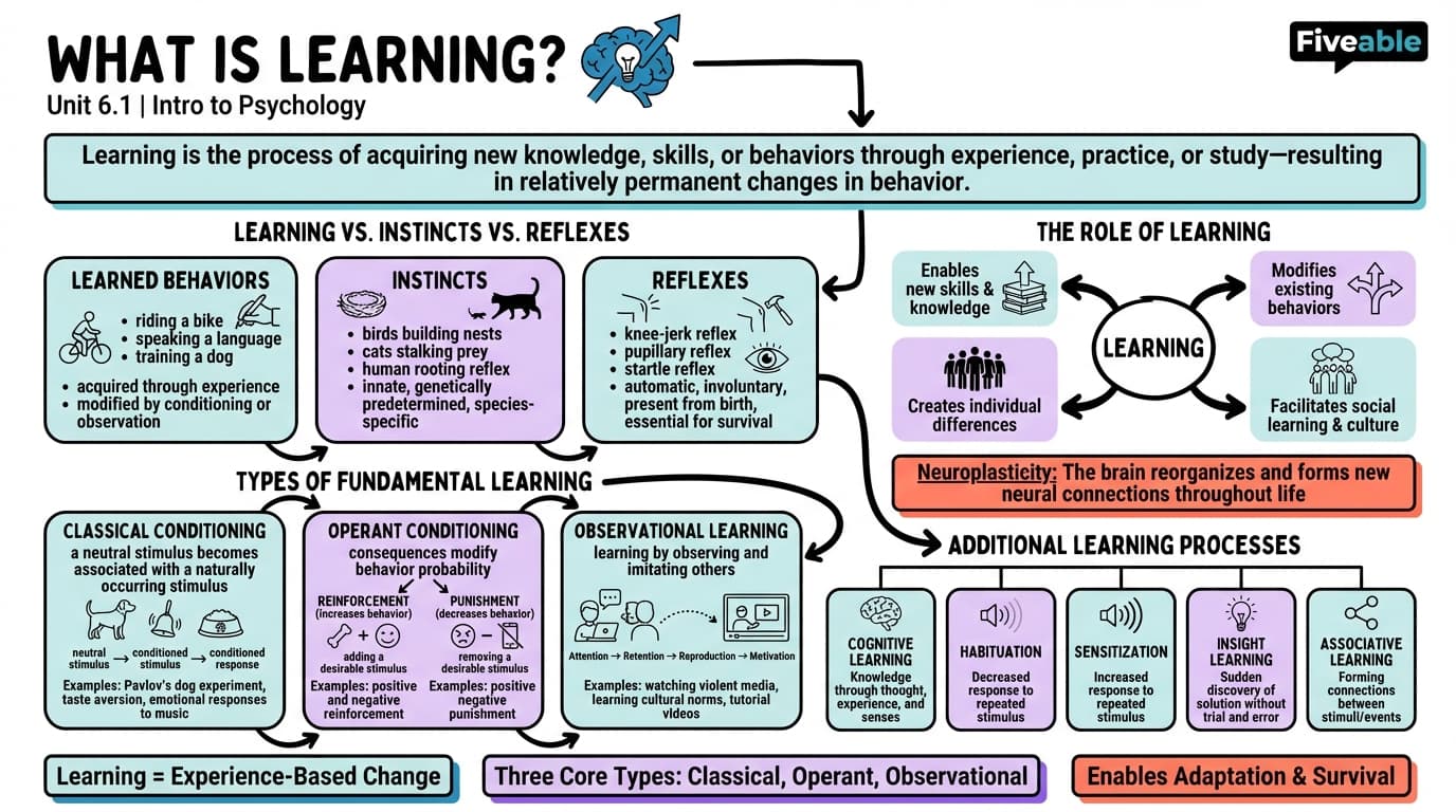 6.1 What Is Learning? - Intro to Psychology - Unit 6 visual cheatsheet