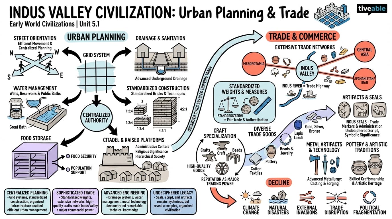 5.1 Indus Valley Civilization: urban planning and trade - Early World Civilizations - Unit 5 visual cheatsheet