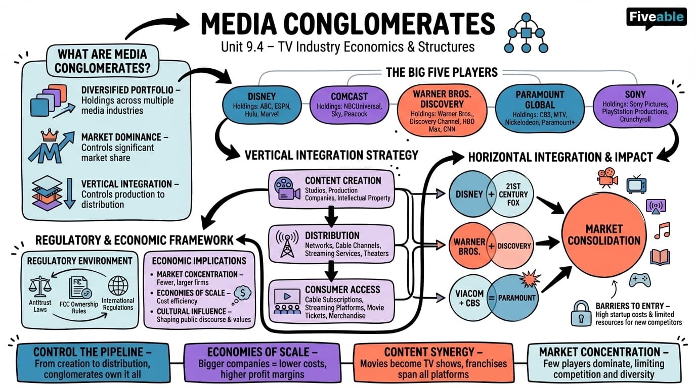 9.4 Media conglomerates - Television Studies - Unit 9 visual cheatsheet