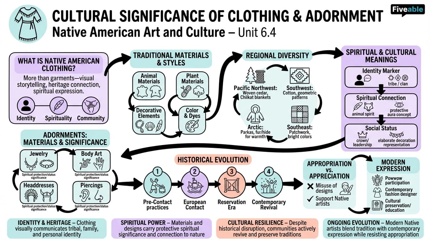 6.4 Cultural significance of clothing and adornment - Native American Art and Culture - Unit 6 visual cheatsheet