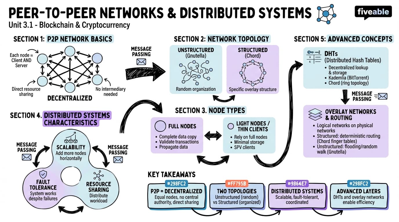 3.1 Peer-to-Peer Networks and Distributed Systems - Blockchain and Cryptocurrency - Unit 3 visual cheatsheet