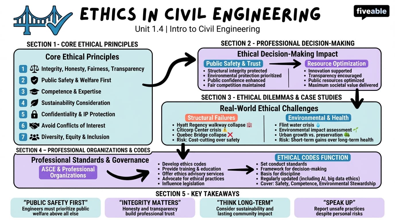 1.4 Ethics in Civil Engineering - Intro to Civil Engineering - Unit 1 visual cheatsheet