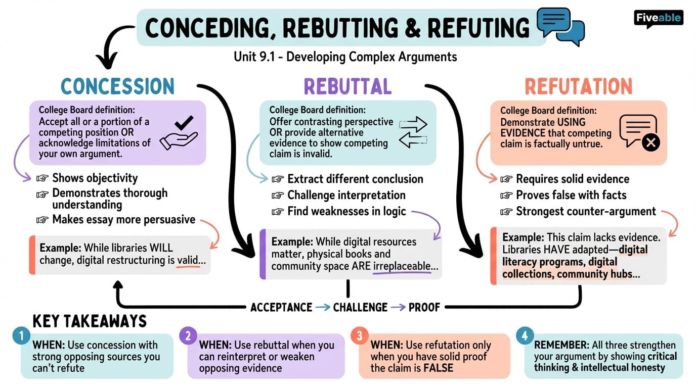 9.1 Strategically conceding, rebutting, or refuting information - AP English Language - Unit 9 visual cheatsheet