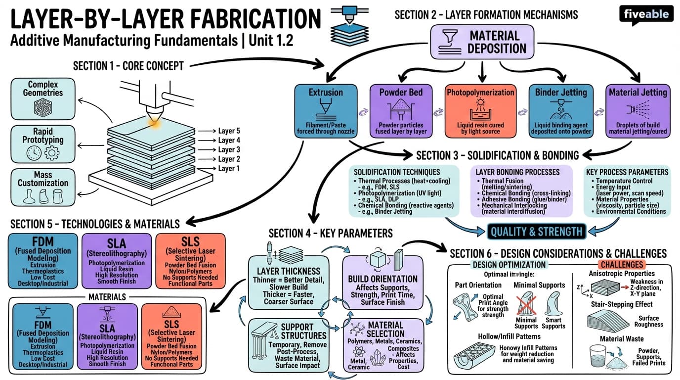 1.2 Principles of layer-by-layer fabrication - Additive Manufacturing and 3D Printing - Unit 1 visual cheatsheet
