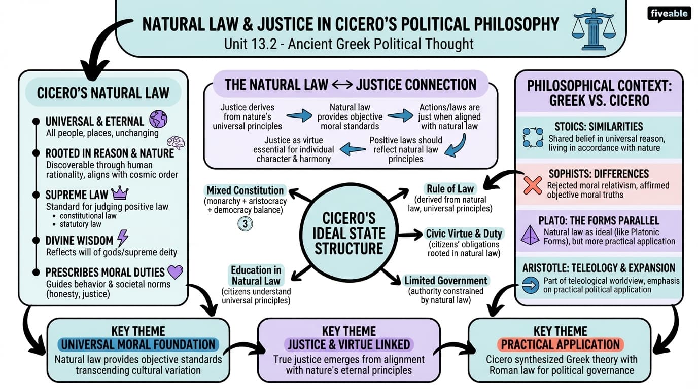 13.2 Natural law and justice in Cicero's political philosophy - Ancient Greek Political Thought - Unit 13 visual cheatsheet