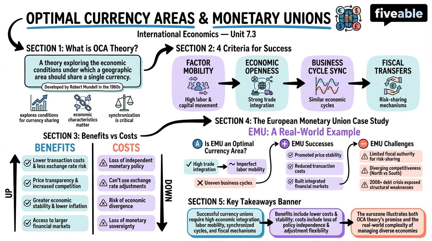 7.3 Optimal currency areas and monetary unions - International Economics - Unit 7 visual cheatsheet