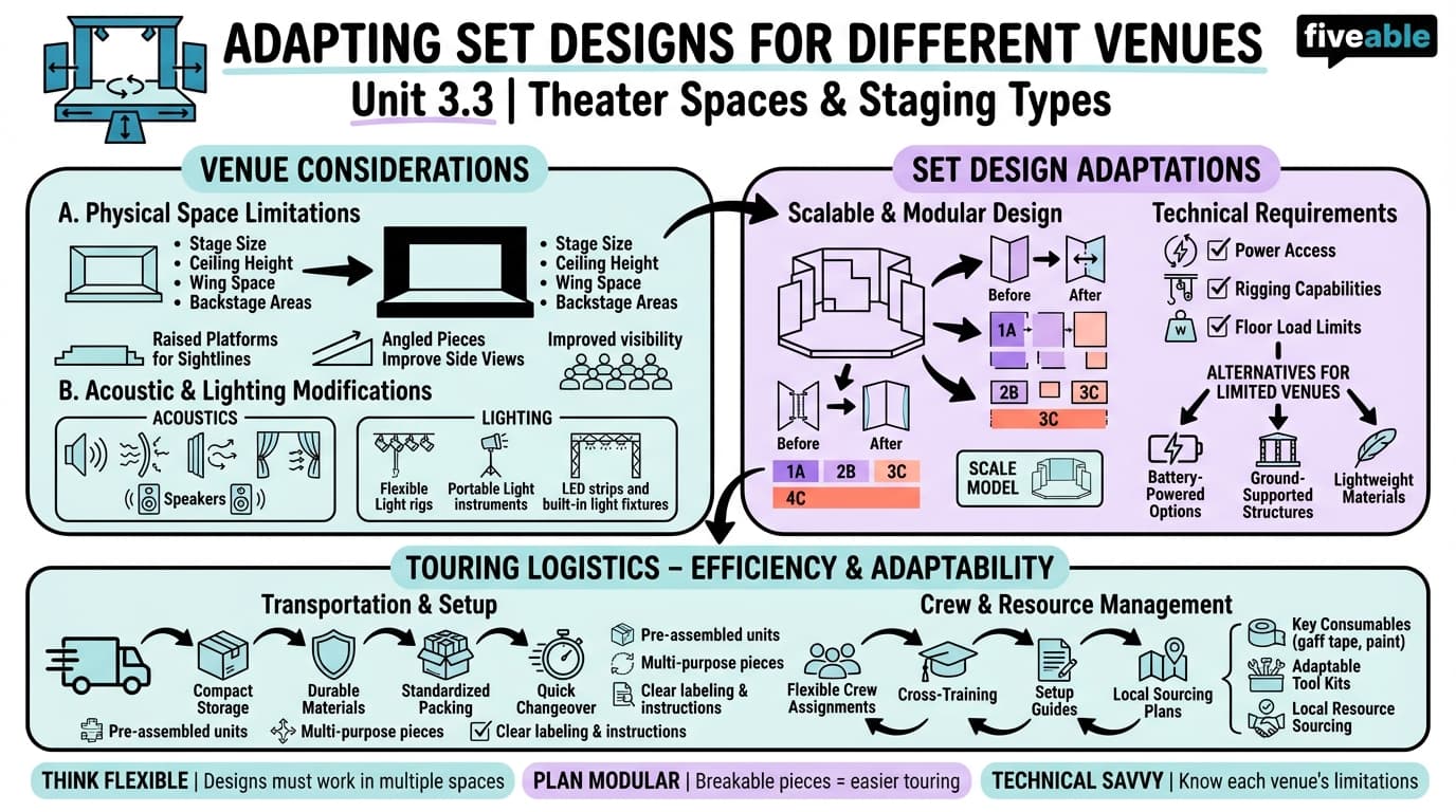 3.3 Adapting Designs for Different Venues - Set Design for Theater and Film - Unit 3 visual cheatsheet