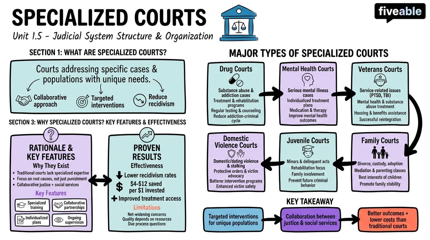 1.5 Specialized courts - Courts and Society - Unit 1 visual cheatsheet