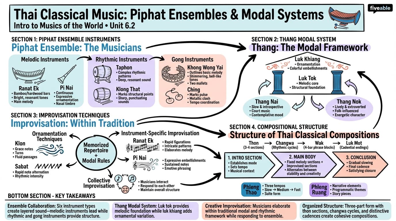 6.2 Thai classical music: piphat ensembles and modal systems - Intro to Musics of the World - Unit 6 visual cheatsheet