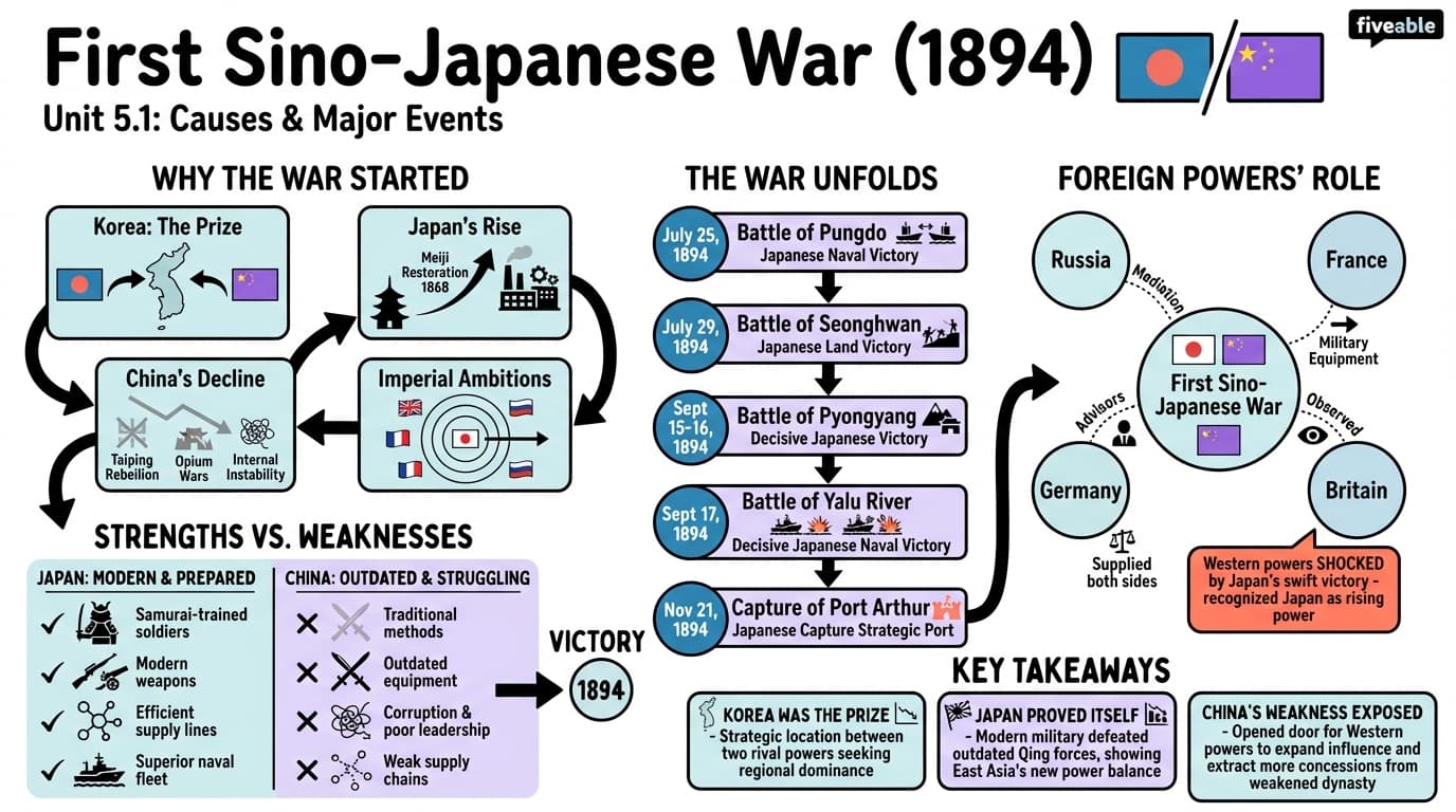 5.1 Causes and major events of the First Sino-Japanese War - History of Modern China - Unit 5 visual cheatsheet
