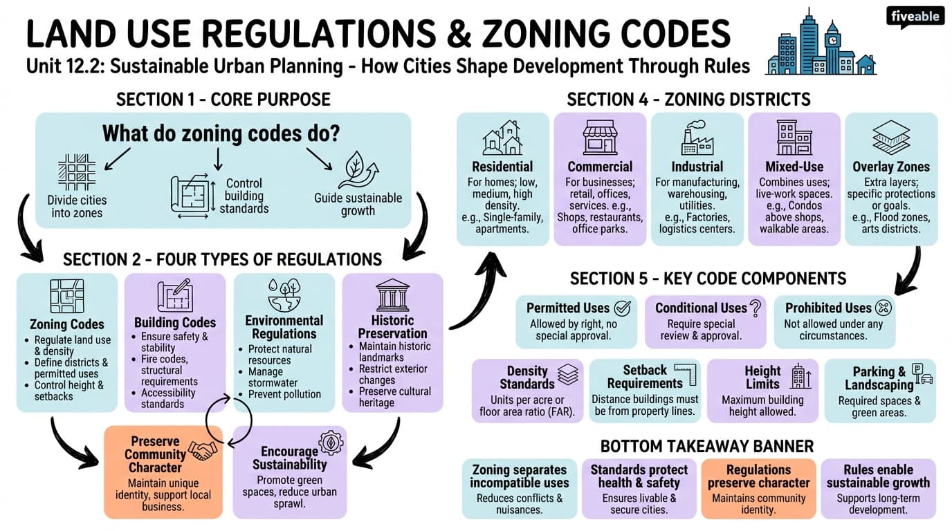 12.2 Land use regulations and zoning codes - Sustainable Urban Planning - Unit 12 visual cheatsheet