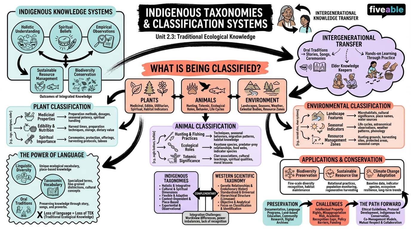 2.3 Indigenous taxonomies and classification systems - Native Peoples and the Environment - Unit 2 visual cheatsheet