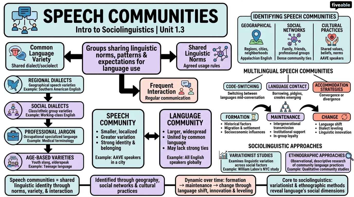 1.3 Speech communities - Intro to Sociolinguistics - Unit 1 visual cheatsheet
