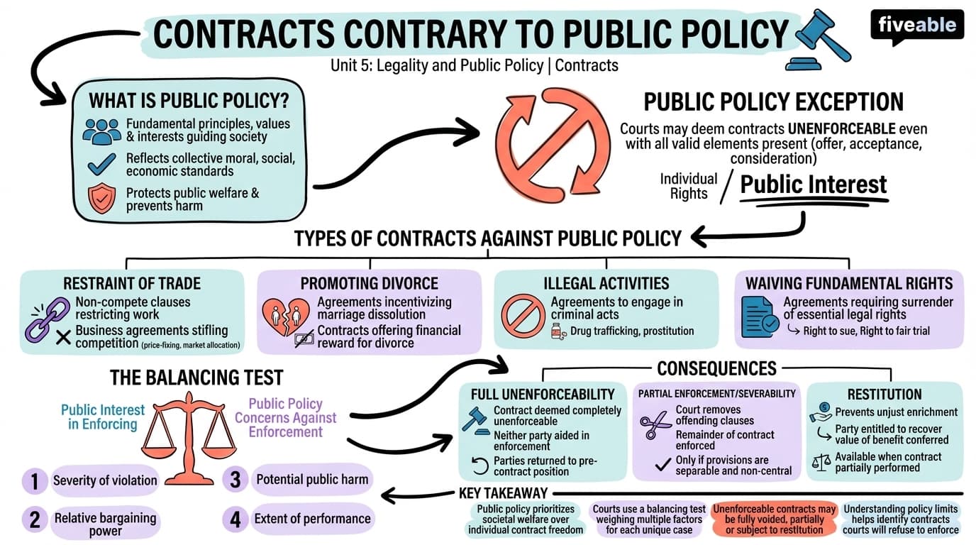 5.2 Contracts Contrary to Public Policy - Contracts - Unit 5 visual cheatsheet
